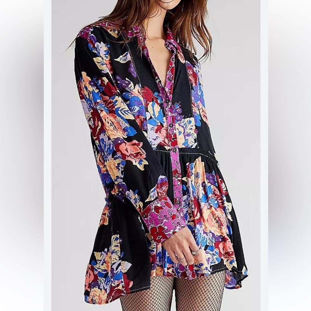 Free People | Brunch A Bunch Floral Tunic Sz S - Picture 7 of 13